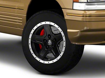 Mammoth Boulder Simulated Beadlock Style Black Wheel; 16x8; 0mm Offset (93-98 Jeep Grand Cherokee ZJ)