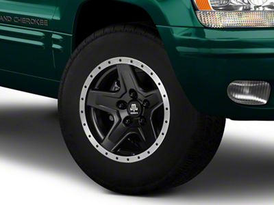 Mammoth Boulder Simulated Beadlock Style Black Wheel; 16x8; 0mm Offset (99-04 Jeep Grand Cherokee WJ)