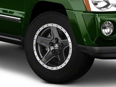 Mammoth Boulder Simulated Beadlock Style Black Wheel; 17x9; -6mm Offset (05-10 Jeep Grand Cherokee WK, Excluding SRT8)