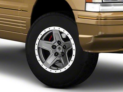 Mammoth Boulder Simulated Beadlock Style Charcoal Wheel; 15x8; -19mm Offset (93-98 Jeep Grand Cherokee ZJ)