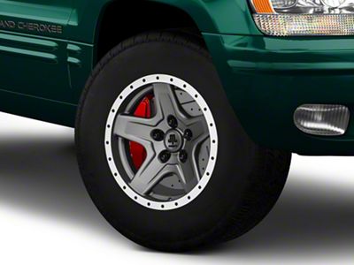 Mammoth Boulder Simulated Beadlock Style Charcoal Wheel; 16x8; 0mm Offset (99-04 Jeep Grand Cherokee WJ)