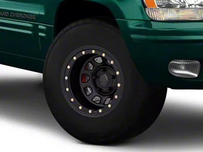 Mammoth D-Window Simulated Beadlock Matte Black Wheel; 15x10; -44mm Offset (99-04 Jeep Grand Cherokee WJ)