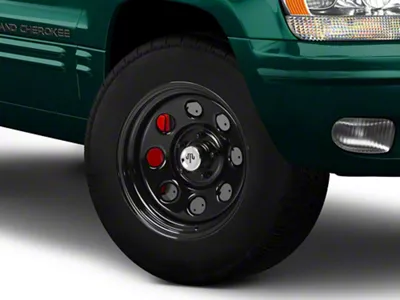 Mammoth 8 Steel Black Wheel with Polished Center Cap; 17x9; -6mm Offset (99-04 Jeep Grand Cherokee WJ)