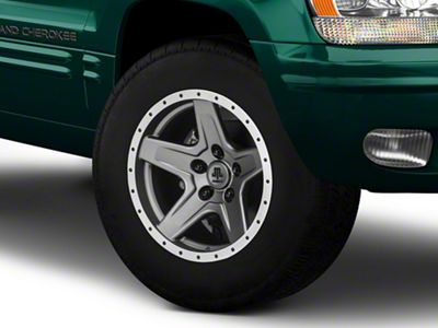 Mammoth Boulder Simulated Beadlock Style Charcoal Wheel; 17x9; -6mm Offset (99-04 Jeep Grand Cherokee WJ)