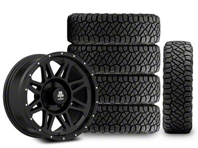 17x8 Mammoth Split 8 & 33in NITTO All-Terrain Ridge Grappler A/T Tire Package; Set of 5 (18-25 Jeep Wrangler JL)