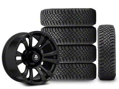 17x9.5 Mammoth Militant & 33in Atturo All-Terrain Trail Blade X/T Tire Package; Set of 5 (07-18 Jeep Wrangler JK)