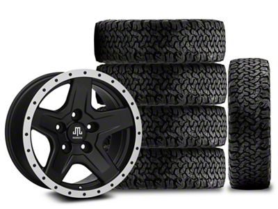 17x9 Mammoth Boulder Beadlock Style & 34in BF Goodrich All-Terrain T/A KO Tire Package; Set of 5 (18-25 Jeep Wrangler JL)