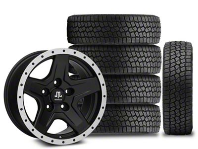 17x9 Mammoth Boulder Beadlock Style & 33in Milestar All-Terrain Patagonia AT/R Tire Package; Set of 5 (18-25 Jeep Wrangler JL)