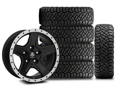 17x9 Mammoth Boulder Beadlock Style & 34in NITTO All-Terrain Ridge Grappler A/T Tire Package; Set of 5 (18-25 Jeep Wrangler JL)