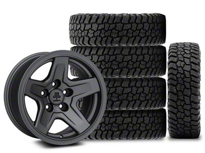 17x9 Mammoth Boulder & 35in Mickey Thompson All-Terrain Baja Boss Tire Package; Set of 5 (07-18 Jeep Wrangler JK)