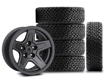17x9 Mammoth Boulder & 35in Venom Power All-Terrain Terra Hunter X/T Tire Package; Set of 5 (07-18 Jeep Wrangler JK)