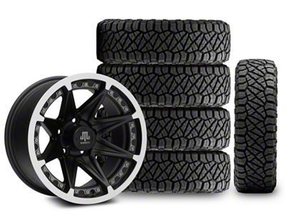 17x9 Mammoth Type 88 & 33in NITTO All-Terrain Ridge Grappler A/T Tire Package; Set of 5 (07-18 Jeep Wrangler JK)