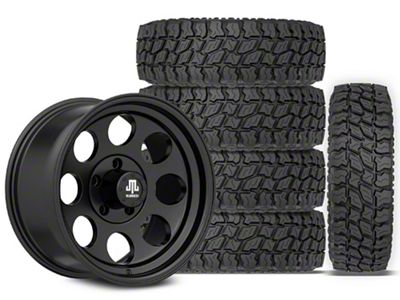 17x9 Mammoth 8 Aluminum & 35in Mudclaw Mud-Terrain Comp MTX Tire Package; Set of 5 (07-18 Jeep Wrangler JK)