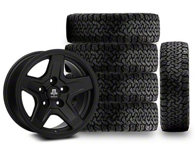 17x9 Mammoth Boulder & 34in BF Goodrich All-Terrain T/A KO Tire Package; Set of 5 (18-25 Jeep Wrangler JL)