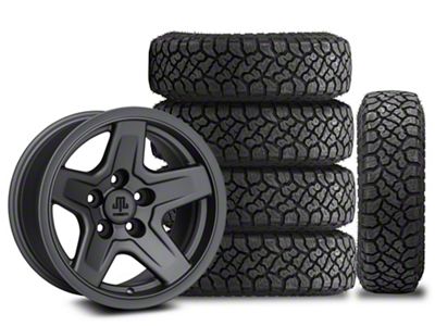 17x9 Mammoth Boulder & 33in Kenda All-Terrain KLEVER R/T KR601 Tire Package; Set of 5 (07-18 Jeep Wrangler JK)