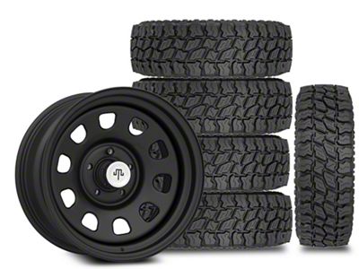 17x9 Mammoth D Window & 35in Mudclaw Mud-Terrain Comp MTX Tire Package; Set of 5 (18-25 Jeep Wrangler JL)