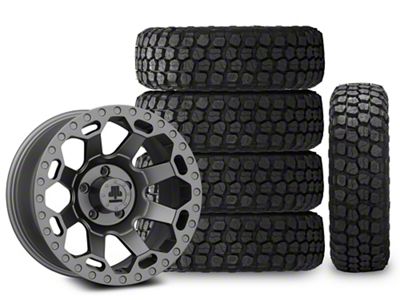 17x9 Mammoth Synister & 37in Ironman Mud-Terrain All Country Tire Package; Set of 5 (07-18 Jeep Wrangler JK)