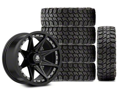 17x9 Mammoth Type 88 & 35in Gladiator Mud-Terrain X-Comp M/T Tire Package; Set of 5 (07-18 Jeep Wrangler JK)