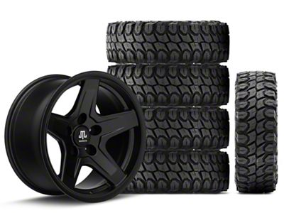 17x9 Mammoth Boulder & 35in Gladiator Mud-Terrain X-Comp M/T Tire Package; Set of 5 (07-18 Jeep Wrangler JK)