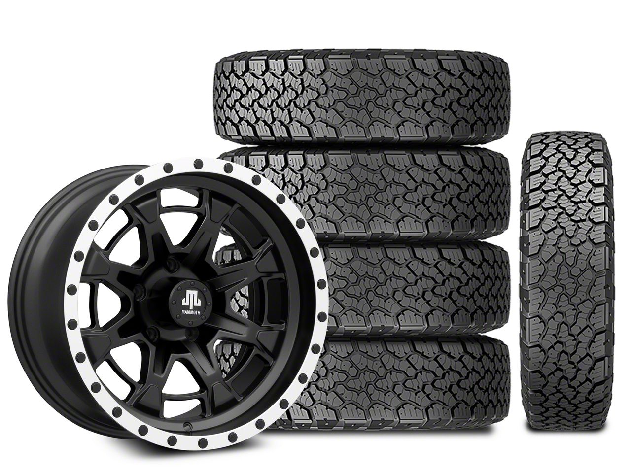 Mammoth Jeep Wrangler Split 16 Beadlock Satin Black with Mammoth Jeep Wrangler Split 16 Beadlock Satin Black with