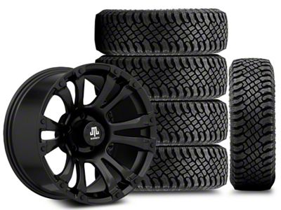 18x9 Mammoth Madness & 33in Atturo All-Terrain Trail Blade X/T Tire Package; Set of 5 (07-18 Jeep Wrangler JK)