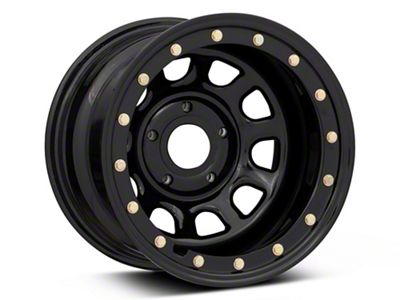 Mammoth D-Window Simulated Beadlock Gloss Black Wheel; 15x10; -44mm Offset (87-95 Jeep Wrangler YJ)