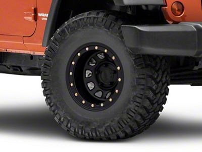 Mammoth D-Window Simulated Beadlock Matte Black Wheel; 15x10; -44mm Offset (07-18 Jeep Wrangler JK)