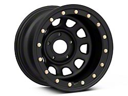 Mammoth D-Window Simulated Beadlock Matte Black Wheel; 15x10; -44mm Offset (87-95 Jeep Wrangler YJ)
