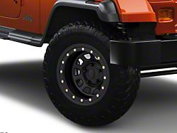 Mammoth D-Window Simulated Beadlock Matte Black Wheel; 15x8; -19mm Offset (87-95 Jeep Wrangler YJ)