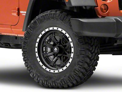 Mammoth Split 16 Beadlock Satin Black with Polished Lip Wheel; 17x9; -6mm Offset (07-18 Jeep Wrangler JK)