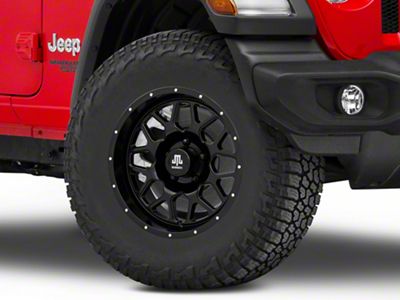 Mammoth Mesh Simulated Beadlock Satin Black Wheel; 17x9; -6mm Offset (18-25 Jeep Wrangler JL)