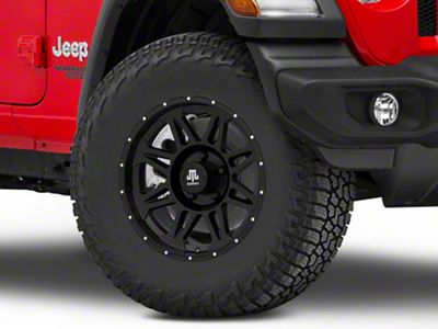Mammoth Split 8 Simulated Beadlock Matte Black Wheel; 17x8; -6mm Offset (18-25 Jeep Wrangler JL)