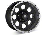 Mammoth 8 Simulated Beadlock Style Black Wheel; 15x8; -19mm Offset (87-95 Jeep Wrangler YJ)