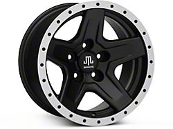 Mammoth Boulder Simulated Beadlock Style Black Wheel; 15x8; -19mm Offset (87-95 Jeep Wrangler YJ)
