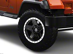 Mammoth Boulder Simulated Beadlock Style Black Wheel; 15x8; -19mm Offset (87-95 Jeep Wrangler YJ)