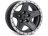 Mammoth Boulder Simulated Beadlock Style Charcoal Wheel; 15x8; -19mm Offset (87-95 Jeep Wrangler YJ)
