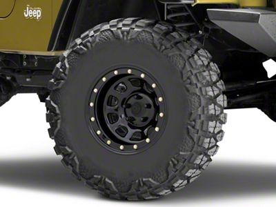 Mammoth D-Window Simulated Beadlock Gloss Black Wheel; 15x8; -19mm Offset (97-06 Jeep Wrangler TJ)