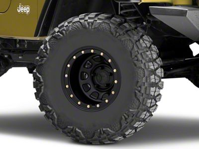 Mammoth D-Window Simulated Beadlock Matte Black Wheel; 15x10; -44mm Offset (97-06 Jeep Wrangler TJ)