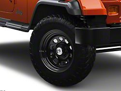 Mammoth D Window Black Wagon Wheel Edition Steel Wheel; 15x8; -19mm Offset (87-95 Jeep Wrangler YJ)