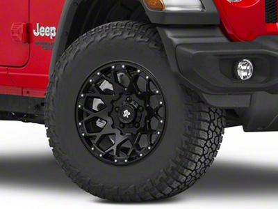 Mammoth Vex Satin Black Machined Wheel; 17x9; -6mm Offset (18-25 Jeep Wrangler JL)