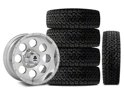 Mammoth 8 Simulated Beadlock Style Polished 15x8 Wheel and BF Goodrich All Terrain TA KO2 35x12.50R15 Tire Kit (87-06 Jeep Wrangler YJ & TJ)