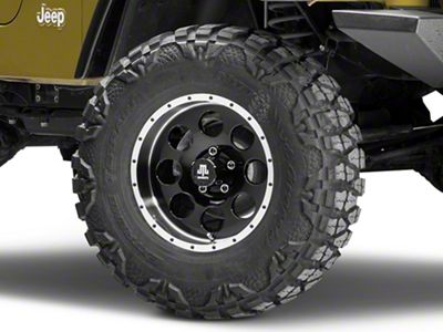 Mammoth 8 Simulated Beadlock Style Black Wheel; 16x8; 0mm Offset (97-06 Jeep Wrangler TJ)