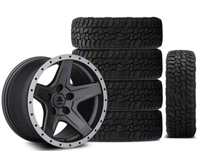 Mammoth 17x9 Mammoth Boulder Beadlock Style & 34in Kenda All-Terrain KLEVER A/T2 KR628 Tire Package; Set of 5 (07-18 Jeep Wrangler JK)