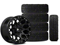 Mammoth 17x9 Mammoth Vex & 33in Milestar All-Terrain Patagonia AT/R Tire Package; Set of 5 (07-18 Jeep Wrangler JK)