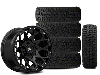Mammoth 17x9 Mammoth Vex & 33in Milestar All-Terrain Patagonia AT/R Tire Package; Set of 5 (07-18 Jeep Wrangler JK)