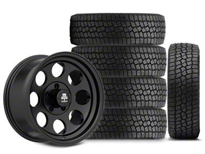 17x9 Mammoth 8 Aluminum Wheel & 33in Milestar All-Terrain Patagonia AT/R Tire Package; Set of 5 (07-18 Jeep Wrangler JK)