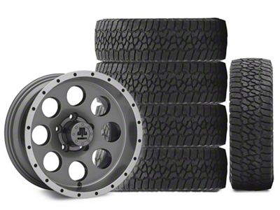 15x8 Mammoth 8 Beadlock Style Wheel & 33in Falken All-Terrain Wildpeak A/T3W Tire Package; Set of 5 (97-06 Jeep Wrangler TJ)