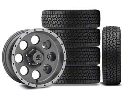15x8 Mammoth 8 Beadlock Style Wheel & 31in Milestar All-Terrain Patagonia AT/R Tire Package; Set of 5 (97-06 Jeep Wrangler TJ)