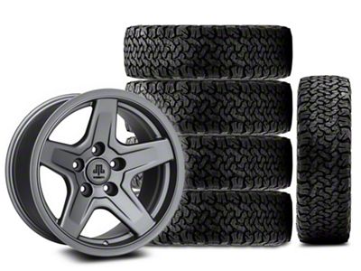 17x9 Mammoth Boulder Wheel & 33in BF Goodrich All-Terrain T/A KO Tire Package; Set of 5 (07-18 Jeep Wrangler JK)
