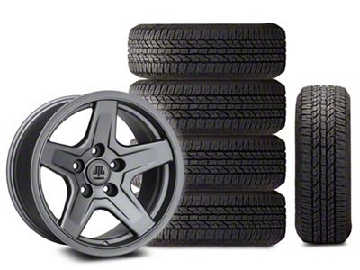 17x9 Mammoth Boulder Wheel & 33in Yokohama All-Terrain Geolandar A/T Tire Package; Set of 5 (18-25 Jeep Wrangler JL)